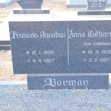 BORMAN Francois Jacobus 1909-1987 &amp; Anna Catharina F. CONRADIE 1906-1987
