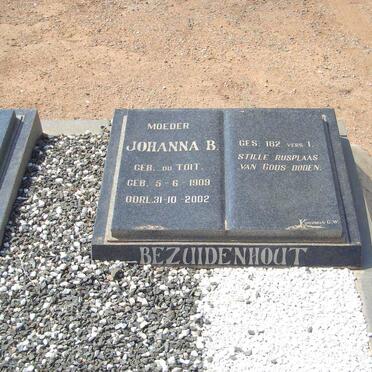 BEZUIDENHOUT Johanna B. nee DU TOIT 1909-2002