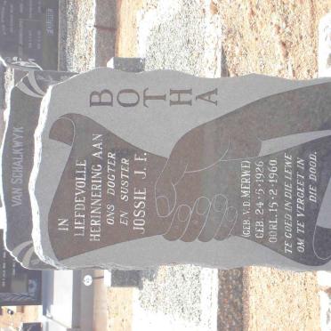 BOTHA Jossie J.F. nee V.D. MERWE 1926-1960