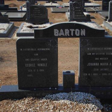 BARTON George Windle 1906- &amp; Johanna Maria A.W. JACOBS 1909-1979