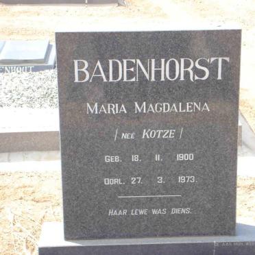 BADENHORST Maria Magdalena nee KOTZE 1900-1973