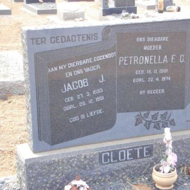 CLOETE Jacob J. 1893-1951 &amp; Petronella F.C. 1901-1974