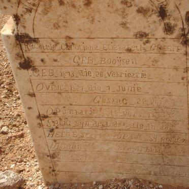 GREEFF Rageltje Caroliena Eliesabeth nee BOOYSEN 1873-1927