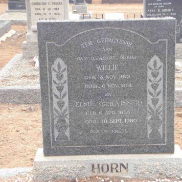 HORN Willie 1872-1954 &amp; Elsie VISSER 1895-1980