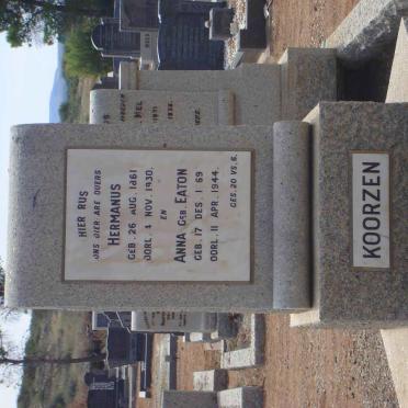 KOORZEN Hermanus 1861-1930 &amp; Anna EATON 1869-1944