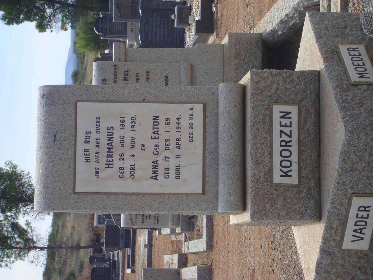 KOORZEN Hermanus 1861-1930 & Anna EATON 1869-1944