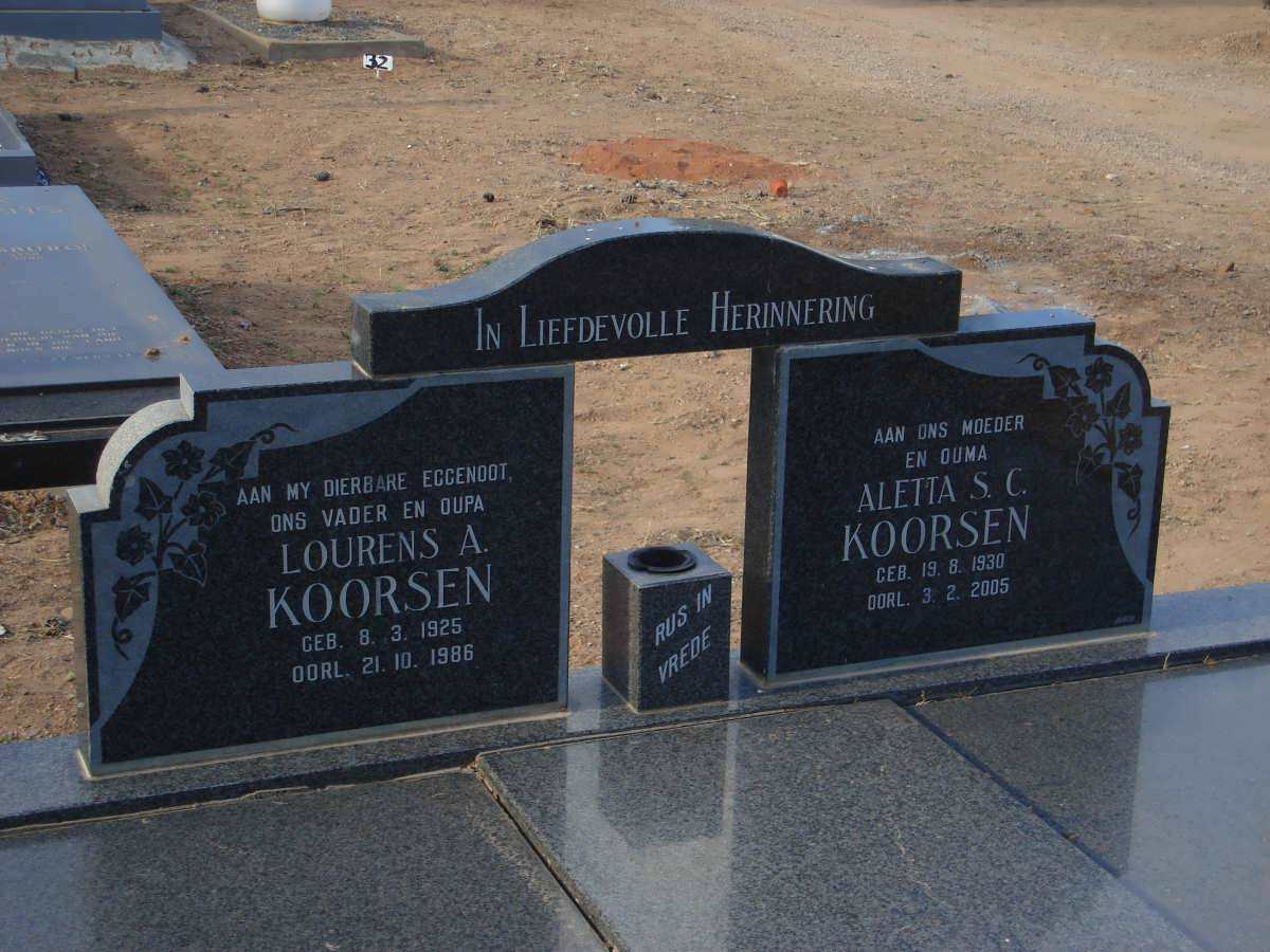 KOORSEN Lourens A. 1925-1986 & Aletta S.C. 1930-2005