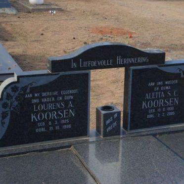 KOORSEN Lourens A. 1925-1986 &amp; Aletta S.C. 1930-2005