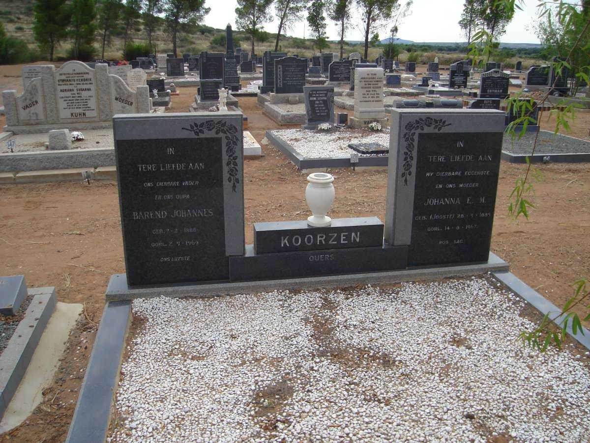 KOORZEN Barend Johannes 1886-1969 & Johanna E.M. JOOSTE 1885-1967