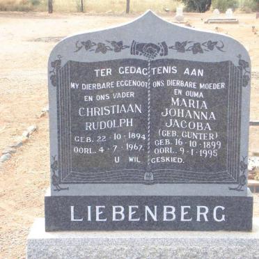 LIEBENBERG Christiaan Rudolph 1894-1967 &amp; Maria Johanna Jacoba GUNTER 1899-1995