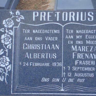 PRETORIUS Christiaan Albertus 1936- &amp; Mareza Frenay FRASER 1942-1993