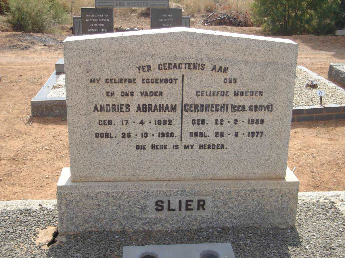 SLIER Andries Abraham 1882-1960 & Gerbrecht GROVE 1888-1977