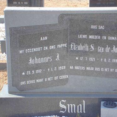 SMAL Johannes J. 1912-1969 &amp; Elizabeth S. DE JAGER 1921-1999