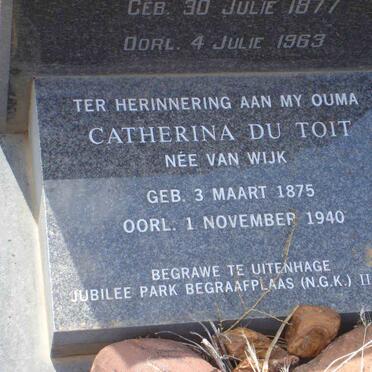 TOIT Catherina, du nee VAN WIJK 1875-1940
