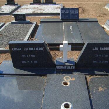 VERMEULEN Jan Gabriel 1926-1980 &amp; Emma CILLIERS 1926-1999