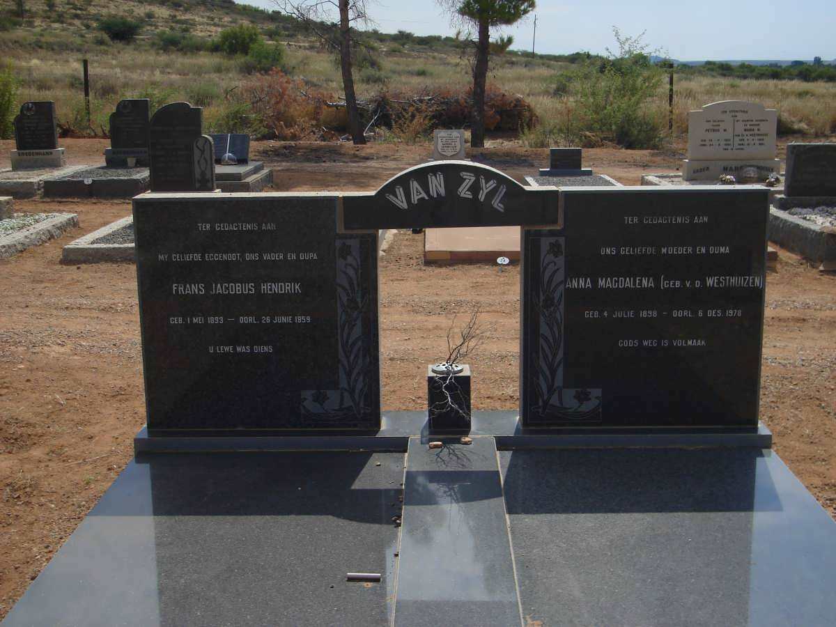 ZYL Frans Jacobus Hendrik, van 1893-1959 & Anna Magdalena V.D. WESTHUIZEN 1898-1978