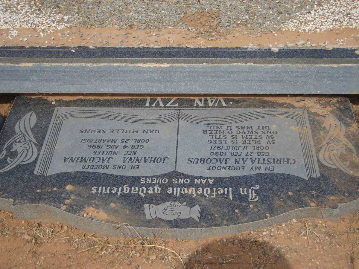 ZYL Christiaan Jacobus, van 1890-1971 &amp; Johanna Jacomina MULLER 1896-1951