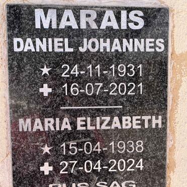 MARAIS Daniel Johannes 1931-2021 & Maria Elizabeth 1938-2024