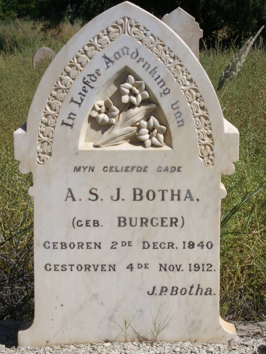 BOTHA A.S.J. nee BURGER 1840-1912