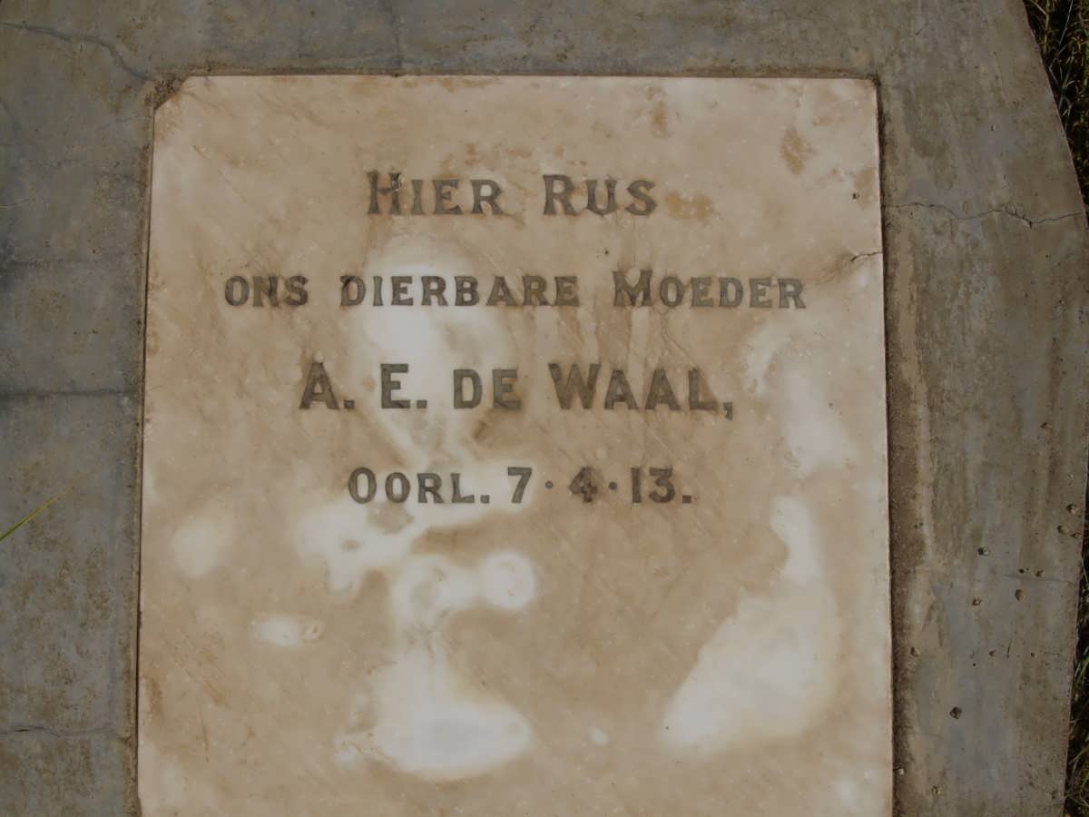WAAL A.E., de -1913