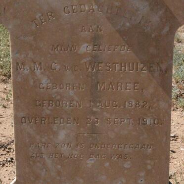 WESTHUIZEN M.M.C., v.d. nee MAREE 1882-1910