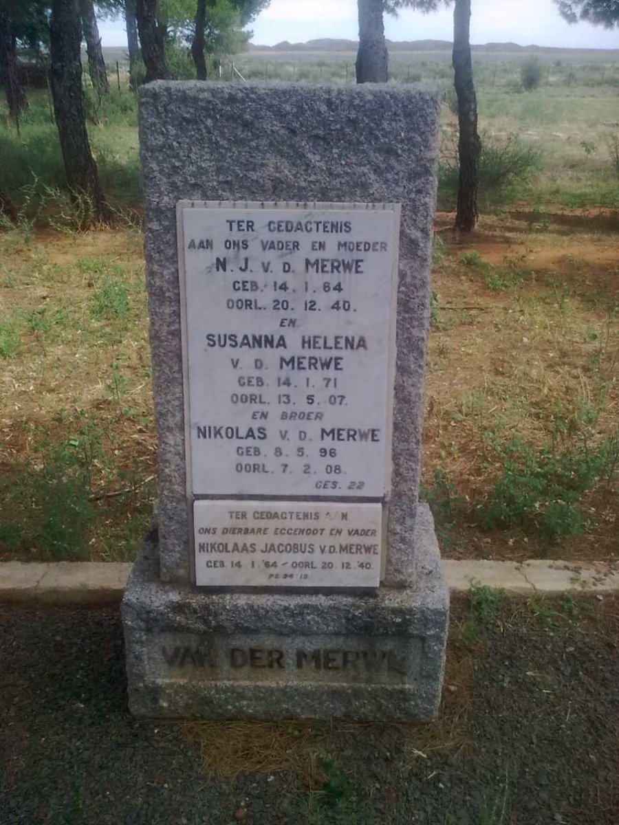 MERWE N.J., v.d. 1864-1940 & Susanna Helena 1871-1907 :: VAN DER MERWE Nikolas 1896-1908
