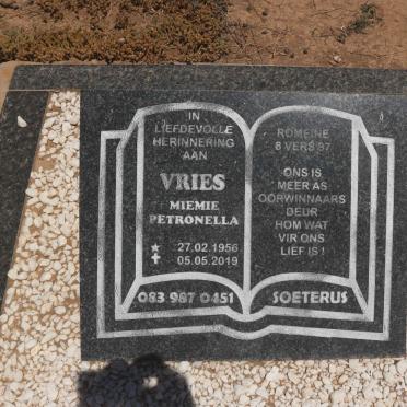 VRIES Miemie Petronella 1956-2019