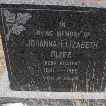 PIZER Johanna Elizabeth nee VOSTER 1881-1955