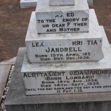 JANDRELL Alexander Christian 1850-1936 &amp; Aletta Gertruida LOMBARD 1856-1935