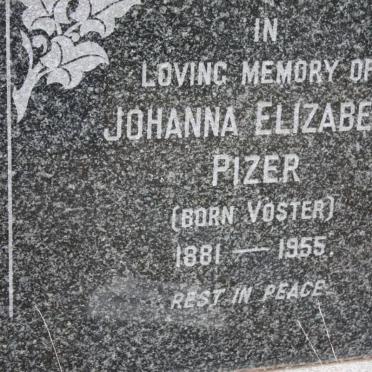PIZER Johanna Elizabeth nee VOSTER 1881-1955