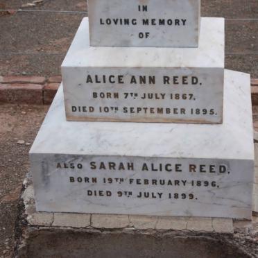 REED Alice Ann 1867-1895 :: REED Sarah Alice 1896-1899 