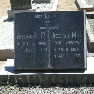 BURGER Andries P. 1862-1944 &amp; Hester M.J. THERON 1864-1952
