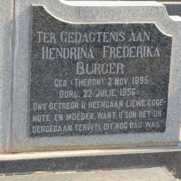 BURGER Schalk Jacobus Theron 1892-1960 &amp; Hendrina Frederika THERON 1895-1956