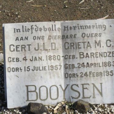 BOOYSEN J.L.D. 1880-1957 &amp; M.C. BARENDZE 1863-1958