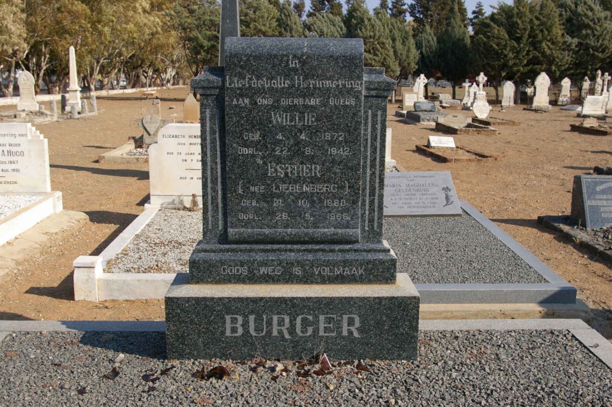BURGER Willie 1872-1942 & Esther LIEBENBERG 1880-1966
