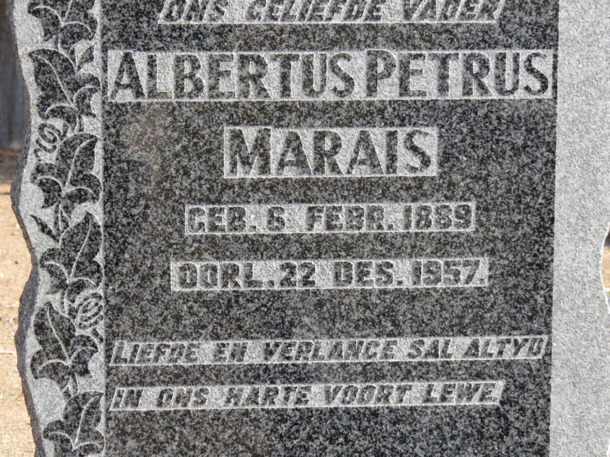 MARAIS Albertus Petrus 1889-1957 & Maria Magdalena V.D. MERWE 1891-1952