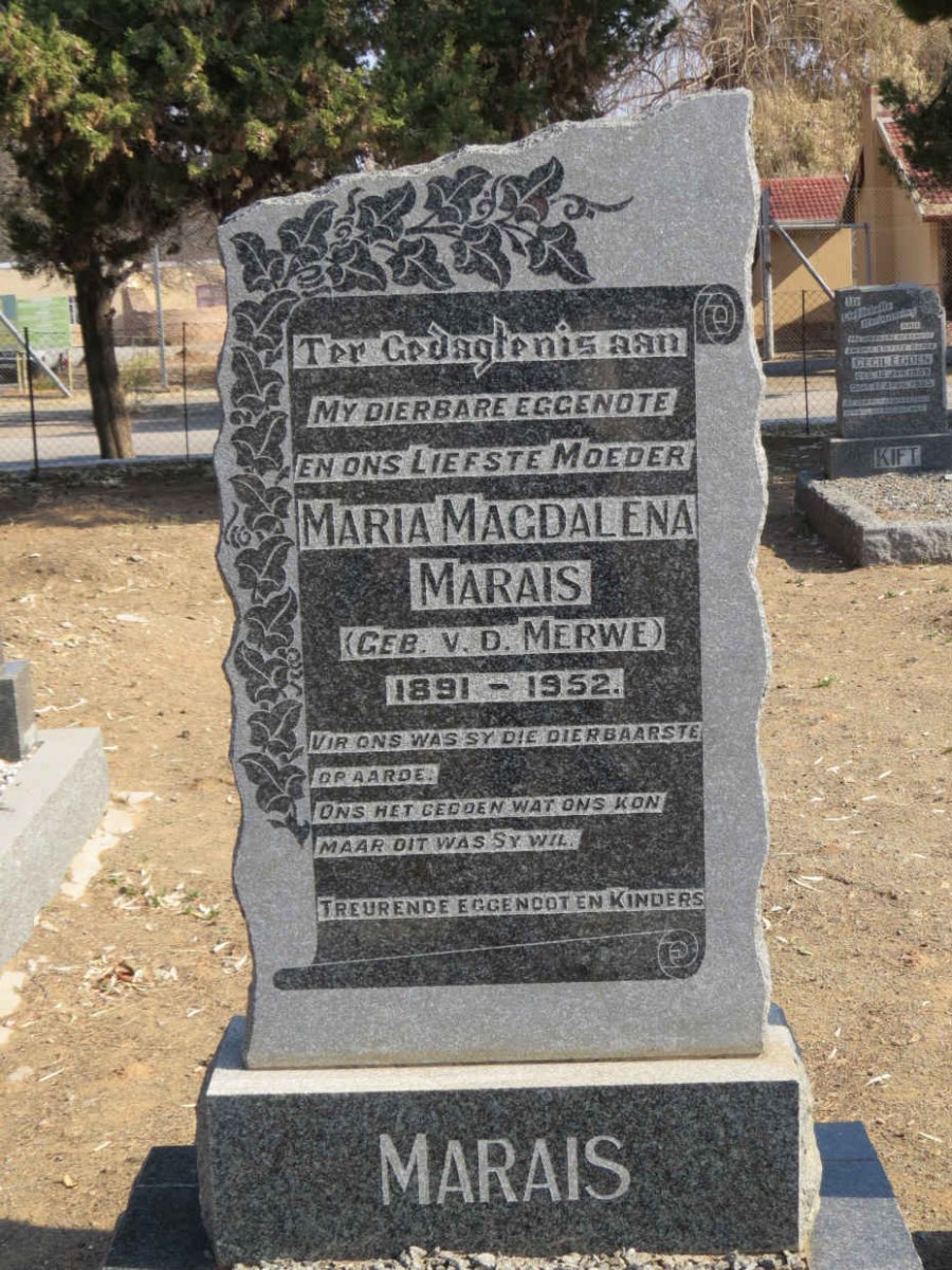 MARAIS Albertus Petrus 1889-1957 & Maria Magdalena V.D. MERWE 1891-1952