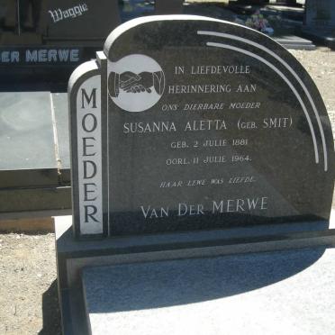 MERWE Susanna Aletta, van der nee SMIT 1881-1964