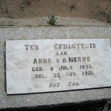 MERWE Anna, v.d. 1853-1921