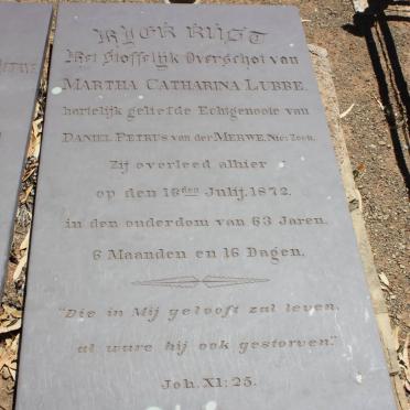 MERWE Martha Catharina, van der nee LUBBE -1872