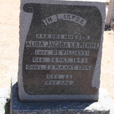 MERWE Alida Jacoba, v.d. nee DE VILLIERS 1849-1926