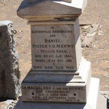 MERWE Daniel Pieter, v.d. 1864-1916 &amp; Magdalena J. GROENEWALD 1868-1928