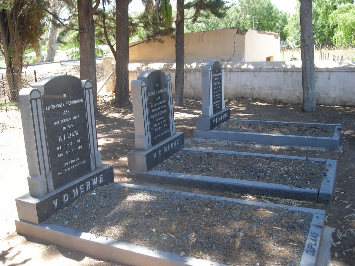 MERWE H.I. Louw, v.d. 1897-1973 & Mirjam Alexandria ENSLIN 1898-1970 :: VAN DER MERWE Louwtjie 1953-1980