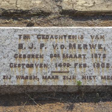 MERWE Carel, van den -1909 &amp; Anna Susanna CONRADIE :: V.D. MERWE B.J.P. 1878-1902 :: V.D. MERWE N.J. 1873-1899