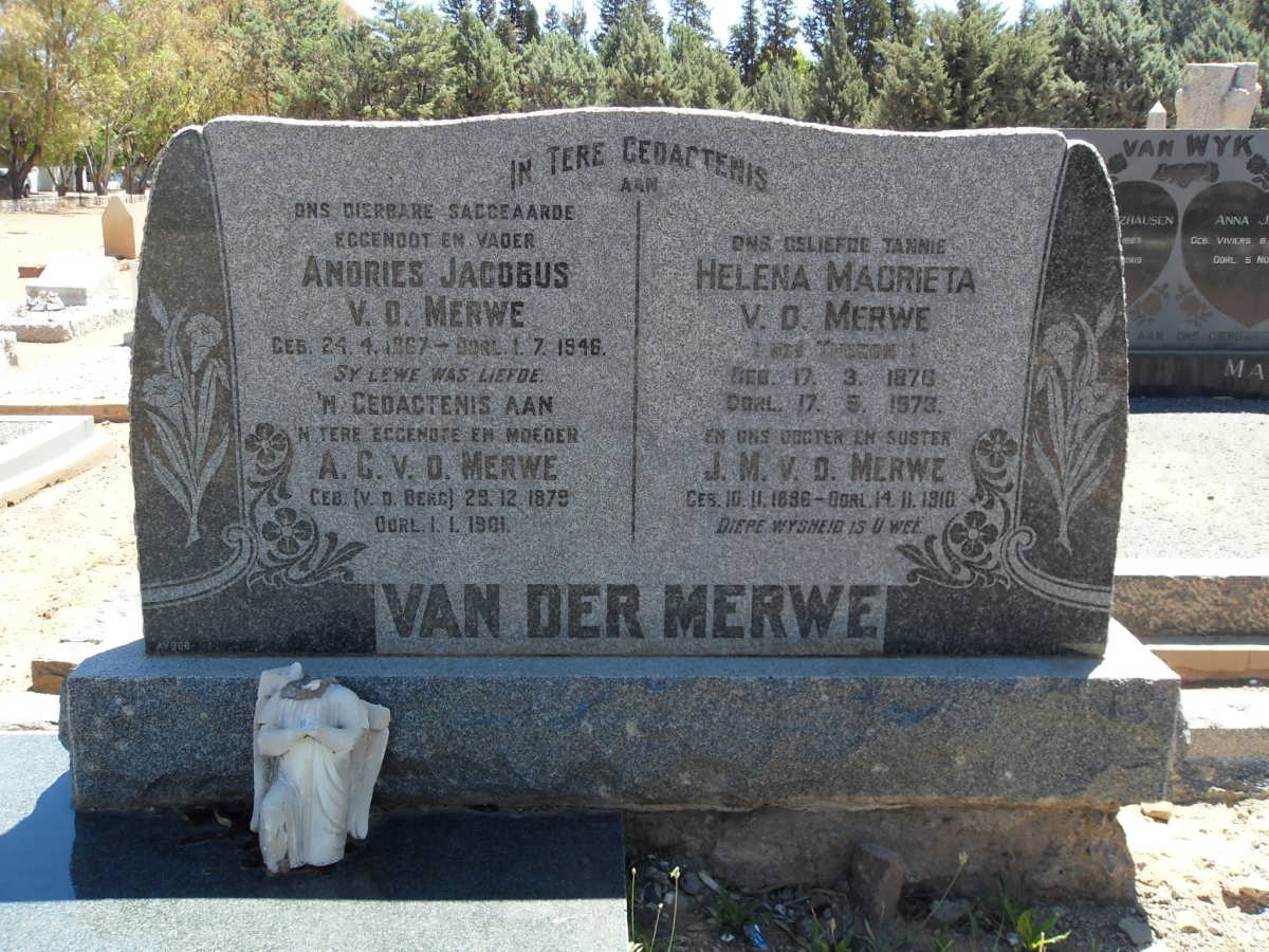 MERWE Andries Jacobus, van der 1867-1946 & A.C. V.D.BERG 1879-19?1