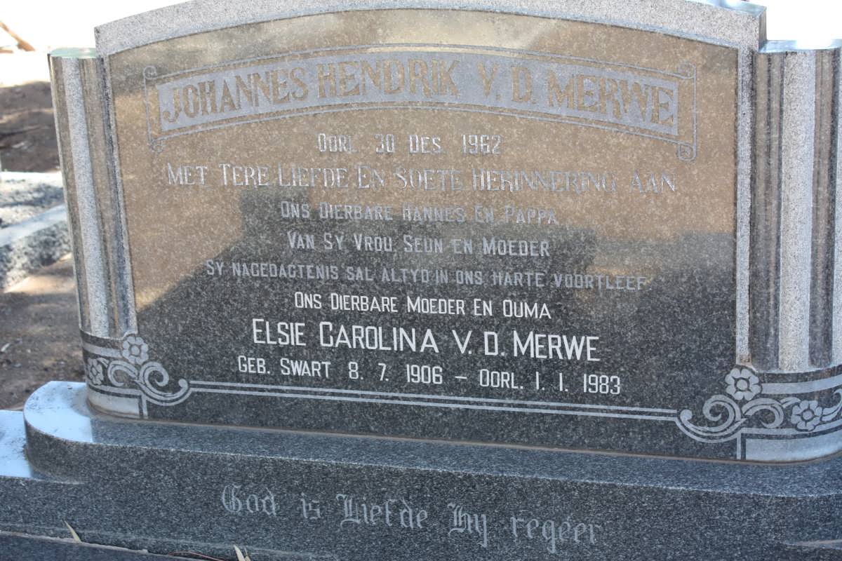 MERWE Johannes Hendrik, v.d. -1962 & Elsie Carolina SWART 1906-1983
