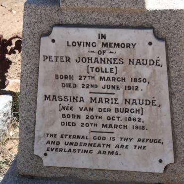 NAUDÉ Peter Johannes 1850-1912 &amp; Massina Maria VAN DER BURGH 1862-1918