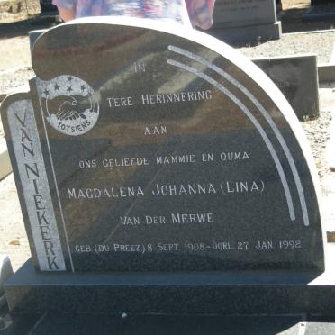 NIEKERK Dirk Johannes, van 1908-1957 &amp; Magdalena Johanna VAN DER MERWE voorheen VAN NIEKERK nee DU PREEZ 1908-1992