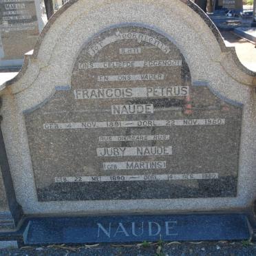 NAUDE Francois Petrus 1891-1950 &amp; Juby MARTINS 1890-1980