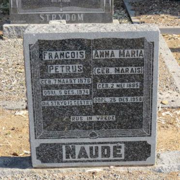 NAUDE Francois Petrus 1876-1974 &amp; Anna Maria MARAIS 1885-1958
